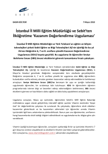 BASIN BÜLTENİ 7 Mayıs 2010 İstanbul İl Milli Eğitim Müdürlüğü ve