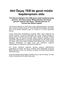 Akil Özçay TEB`de genel müdür başdanışmanı oldu Türk Ekonomi