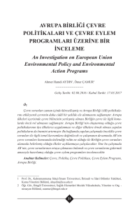 avrupa birliği çevre politikaları ve çevre eylem programları üzerine