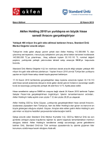 Akfen Holding 2010`un yurtdışına en büyük hisse senedi ihracını