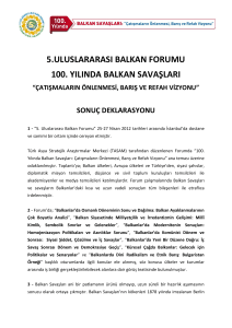 5.uluslararası balkan forumu 100. yılında balkan savaşları