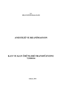 anestezġ ve reanġmasyon kan ve kan ürünlerġ transfüzyonu