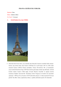 FRANSA GEZİLECEK YERLER: 1. Eyfel Kulesi (La tour Eiffel)