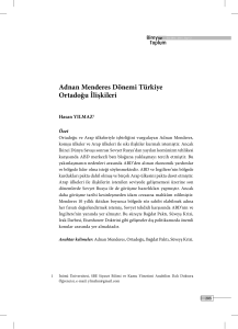 Adnan Menderes Dönemi Türkiye Ortadoğu İlişkileri