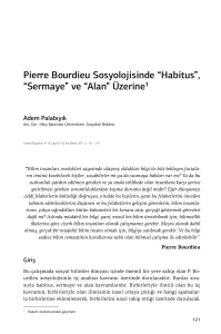 Pierre Bourdieu Sosyolojisinde “Habitus”, “Sermaye” ve “Alan