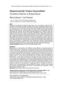 Kleptomanide Tedavi Seçenekleri- Treatment Options in Kleptomania
