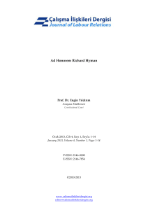 Ad Honorem Richard Hyman - Çalışma İlişkileri Dergisi