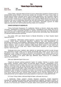 Karar No : 404 Karar Tarihi : 04/10/2013 Türkiye Odalar ve Borsalar