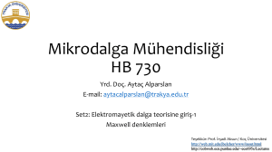 Mikrodalga Sistemleri EEM 448 - Trakya Üniversitesi