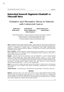 Kolorektal Kanserli Olgularda Oksidatif ve Nitrozatif Stres Oxidative