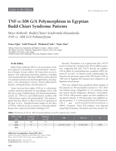 TNF-α-308 G/A Polymorphism in Egyptian Budd