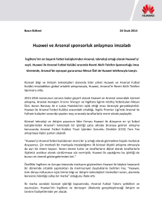 Huawei ve Arsenal sponsorluk anlaşması imzaladı