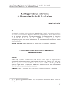Karl Popper ve Jürgen Habermas`ın üç dünya teorileri