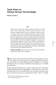 Tarık Artel ve Türkçe Kimya Terminolojisi
