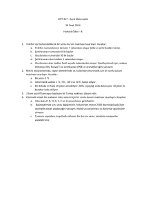 MTF 317 - Ayrık Matematik 29 Ocak 2014 Haftalık Ödev – 8 1