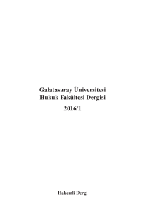 Galatasaray Üniversitesi Hukuk Fakültesi Dergisi 2016/1