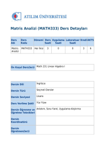 Matris Analizi (MATH333) Ders Detayları