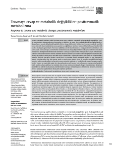 Travmaya cevap ve metabolik değişiklikler: posttravmatik metabolizma