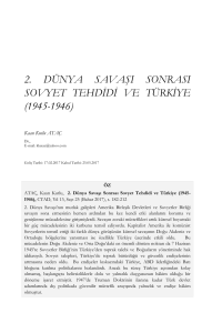 2. dünya savaşı sonrası sovyet tehdidi ve türkiye