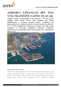 ambarlı limanı,124 bin ton yük trafiğine sahne olacak