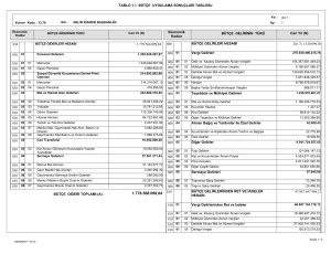 TABLO 1.1 BÜTÇE UYGULAMA SONUÇLARI TABLOSU 281.711