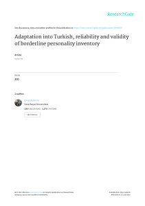 Adaptation into Turkish, reliability and validity of borderline