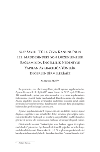 5237 Sayılı “Türk Ceza Kanunu”nun 122