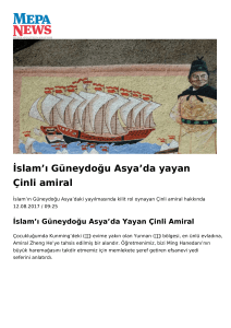 İslam`ı Güneydoğu Asya`da yayan Çinli amiral