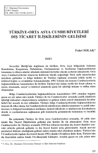 Türkiye-Orta Asya Cumhuriyetleri Dış Ticaret İlişkilerinin Gelişimi