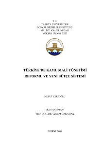 türkiye`de kamu mali yönetimi reformu ve yeni bütçe sistemi