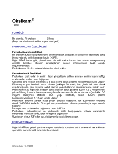 Oksikam® Tablet Prospektüs Bilgisi