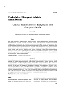 Enzimüri ve Mikroproteinürinin Klinik Önemi Clinical Significance of