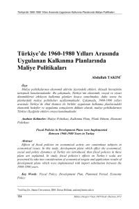 Türkiye`de 1960-1980 Yılları Arasında Uygulanan Kalkınma