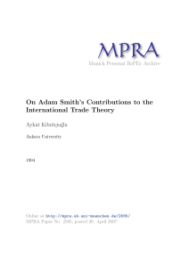 On Adam Smith`s Contributions to the International Trade Theory