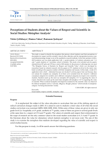 Perceptions of Students about the Values of Respect and Scientific