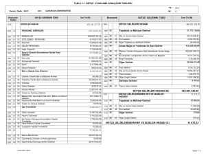 Tablo 1.1 Bütçe Uygulama Sonuçları Tablosu