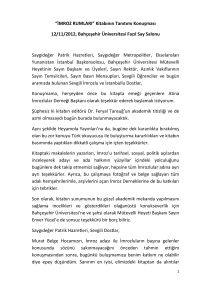 Kitabının Tanıtımı Konuşması 12/11/2012, Bahçeşehir Üniversitesi