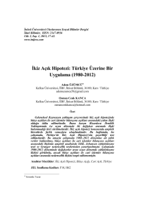 İkiz Açık Hipotezi: Türkiye Üzerine Bir Uygulama (1980