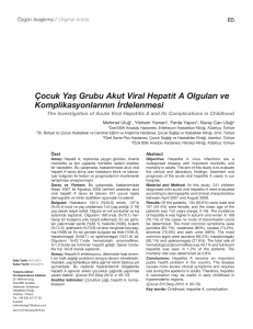 Çocuk Yaş Grubu Akut Viral Hepatit A Olguları ve