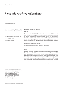 Romatoid Artrit ve Adipokinler - European Journal of Basic Medical