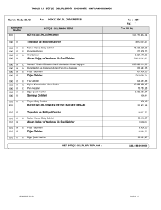 Bütçe Gelirlerinin Ekonomik Sınıflandırılması Tablosu