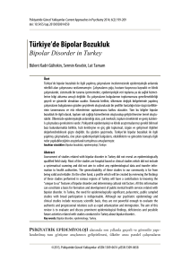 Bipolar Disorder in Turkey - Psikiyatride Güncel Yaklaşımlar