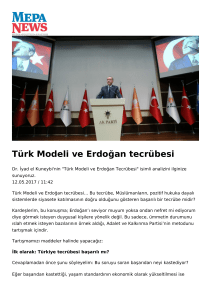 Türk Modeli ve Erdoğan tecrübesi