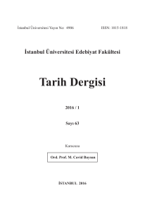 Tarih Dergisi 63.indb - İstanbul Üniversitesi
