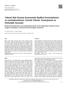 Yüksek Risk Prostat Kanserinde Radikal Prostatektomi ve