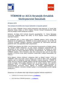 TÜRMOB ve ACCA Stratejik Ortaklık Sözleşmesini İmzaladı