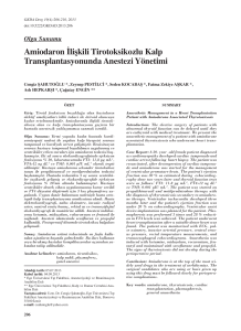 Amiodaron İlişkili Tirotoksikozlu Kalp Transplantasyonunda Anestezi
