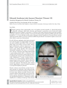 Edwards Sendromu`nda Anestezi Yönetimi (Trizomi 18)
