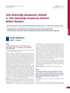 AHAD - Türkiye Aile Hekimliği Dergisi