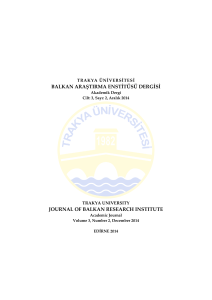 balkan araştırma enstitüsü dergisi journal of balkan research ınstıtute